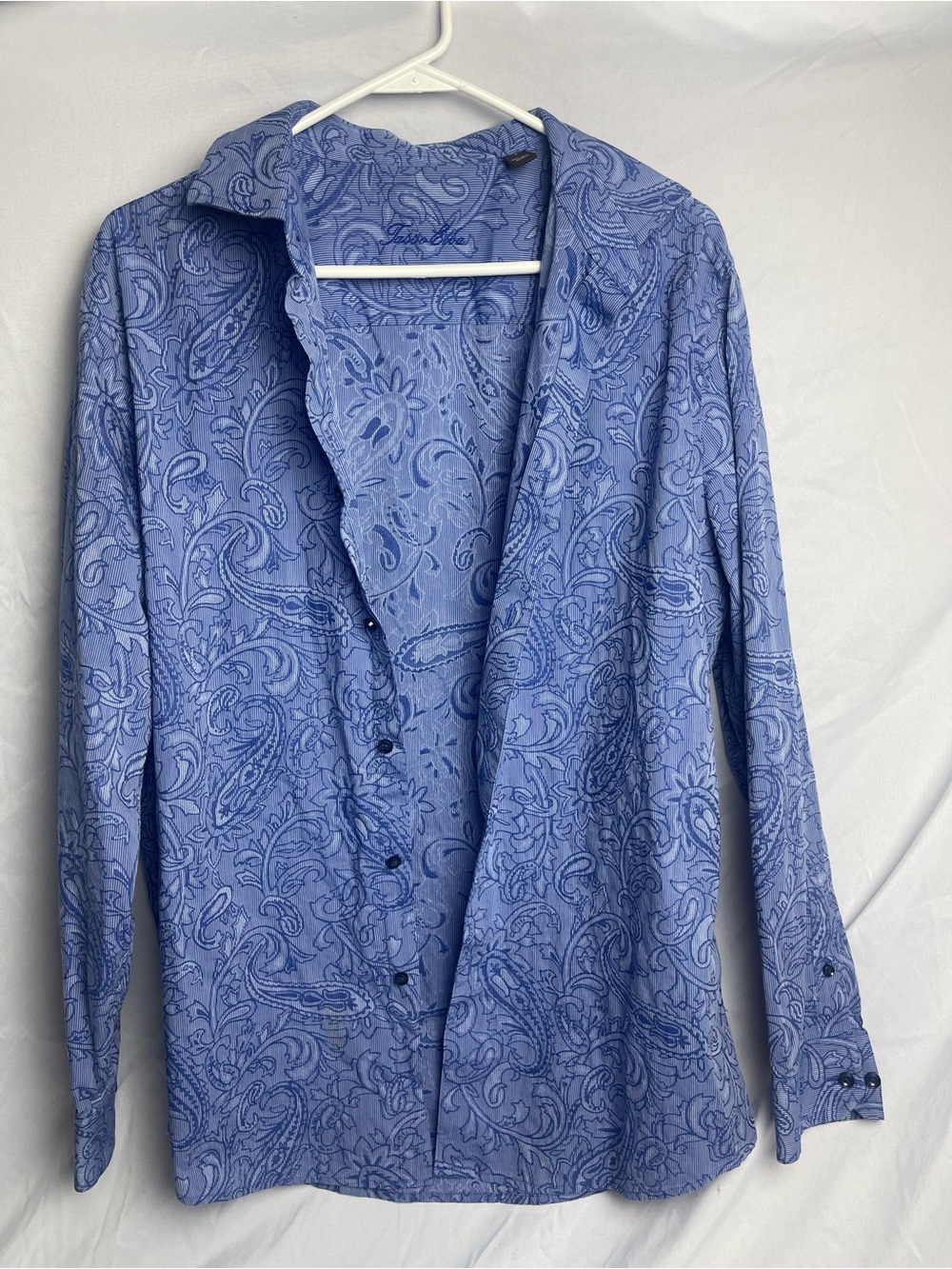 Tasso Elba Men’s Blue Paisley Long Sleeve Button Down Shirt L